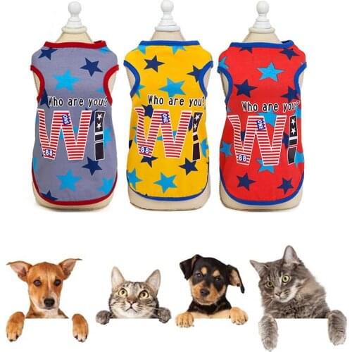 Dog Clothes Small Dog Simple Puppy Dog Accessory Cat Tshirt Five-pointed star Pet Vest Sleeveless Solid Summer Clothes Dog Shirt