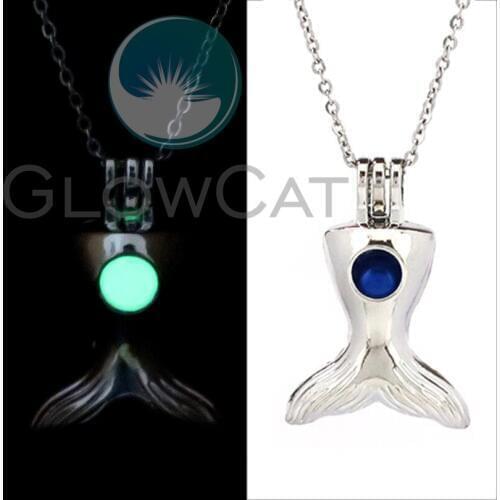 Ocean Whale Tail Necklace Glow in the Dark 2 Colors Luminous Charm Choker Pendants Necklaces Girl Gift GG700