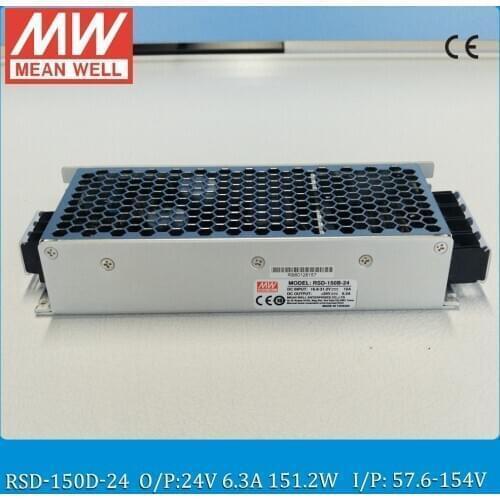 Original MEAN WELL RSD-150D-24 150W 6.3A 24V railway dc dc converter Input 57.6~154VDC meanwell dc dc isolated converter 24V