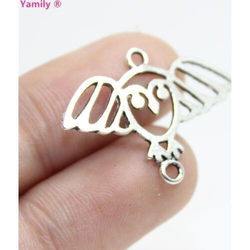 20pcs--28x17mm Owl Charms Antique Silver Tone Double hanging hole Adorable Baby Owls charm pendant