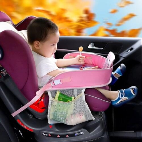 Portable Baby Car Tray Plates Waterproof Dining Drink Table for Kids Auto Seat Child Cartoon Toy Holder Storage