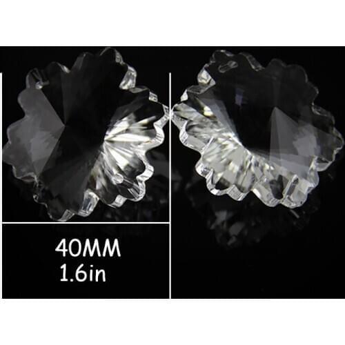 Two Holes Transparent 25PCS/lot 40mm Crystal Snow Beads For Wedding Strands & Chandelier Bead Parts