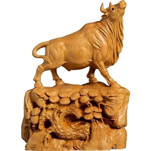 Bull Wood Carving Decorations for Office Home Decoration Adult Gift Chinese New Year Gifts 1