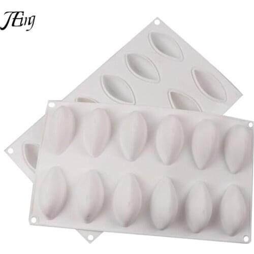 12 Cavity Silicone Cake Fondant Mold Form Quenelle Shaped Mould Mousse Cake Chocolate Decorating Tools Baking Pan Tray