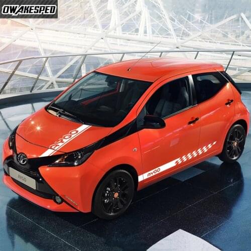 3 Pcs/Lot Sport Stripes Car Body Door Side Skirt Sticker For Toyota AYGO Auto Hood Bonnet Decor Vinyl Decals Engine Cover Decal
