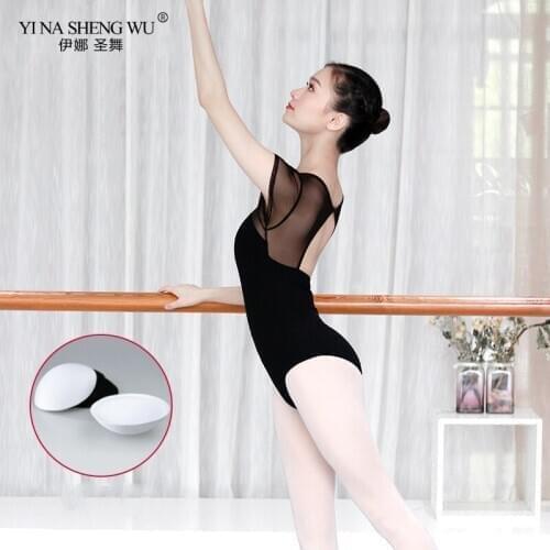 Women Ballerina Dancewear Leotard Dance Gymnastics Leotard Adult Ballet Dance Costumes Girls Black Mesh Splice Practice Clothes