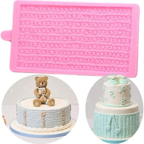 Sweater Fabric Knitting Texture Biscuits Embossed Pad Lace Mat Tools Silicone Molds Fondant Cake Decorating Tools