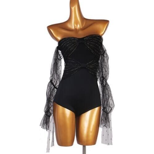 Women Latin Dance Tops Sexy sleeveless Bodysuit Adult Female One-piece Cha cha Rumba Samba Tango Latin Dance Costumes S036