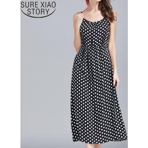 Fashion women dresses summer 2021 ladies dress black dot dress Sleeveless A-Line Sexy dress chiffon elegant dress Empire 3826 50