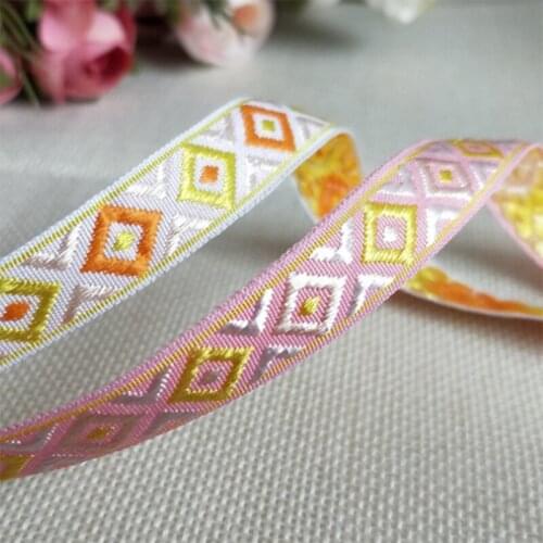 1cm wide HOT Cotton Embroidered pink flower lace fabric dubai sewing DIY trim applique Ribbon collar dress cord cloth decor
