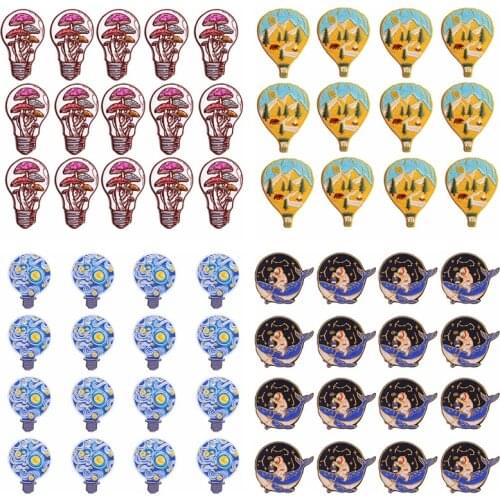 Prajna 10PCS Mountain Patches Stripes Iron On Patches On Clothes Jacket Applique Wholesale Adventure Wave Embroidery Patches DIY