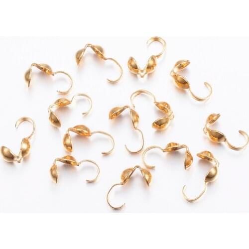 100pcs Golden Stainless Steel Bead Tips Fit Ball Chain Calotte Ends Crimps Beads Clasp Connector for Jewelry Making Supplies
