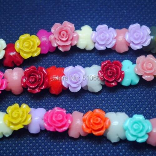 150 Pieces/Lot Carving Camellia Flower Beads Accessories Synthetic stone material Size 10mm Mix colors