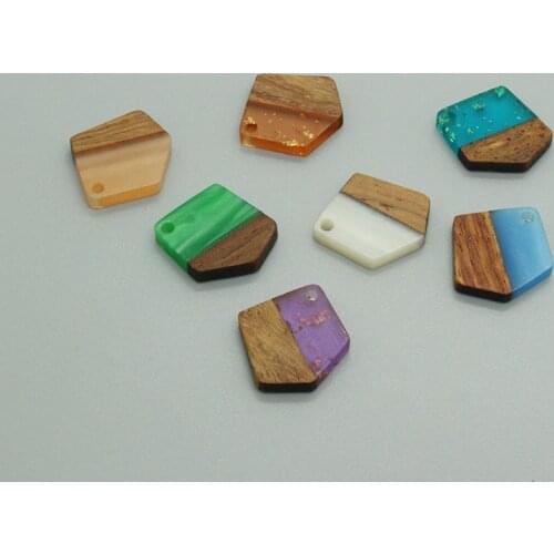 2/4/6pcs Small Irregular Geometry Wood Earring Charms Cute Gold Foil Resin Necklace Bracelet Pendants Accessory Diy Jewelry Make