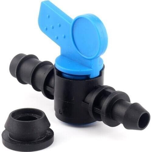 5pcs 16mm PE Pipe Socket Type By-pass Ball Valve Drip Irrigation Tape Connector Micro Irrigation Hard Pipe Bypass Valve + Washer