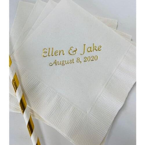 50 Personalized Napkins Wedding Personalized Cocktail Beverage Paper Anniversary Party Monogram Custom Luncheon Napkins