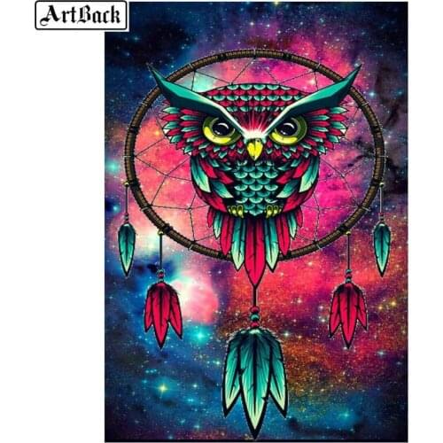 5d diy diamond painting owl landscape sticker full square diamond mosaic resin diamond embroidery crafts kit
