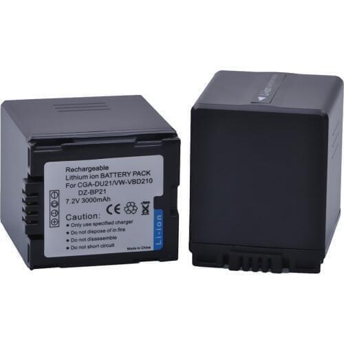 Batmax 3000mAh 2PCS CGA-DU21 CGA DU21 Battery for Panasonic VW-VBD210 NV-GS330 DZ-BP21 GS400 GS408 GS500 GS508 MX500 PV-GS90