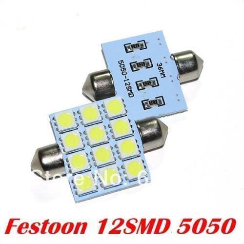 100X festoon 36mm 39mm 42mm C5W 12smd 5050 car led festoon led light auto LED Festoon Interior Dome Light Lamp Bulb For Car