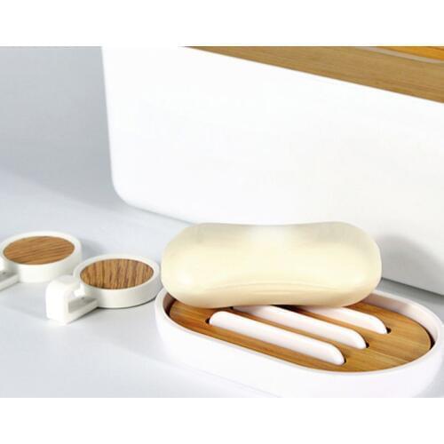 Bamboo Soap Dish Holder Bath Shower Plate Stand Storage Box Rack Case Container