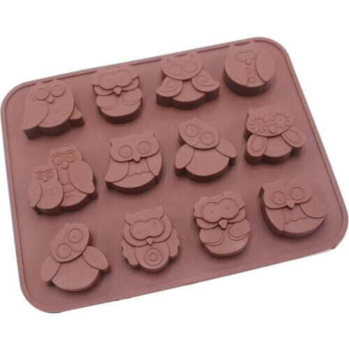 Free Shipping12 Owl Cups Cooking Tools Handmade Soap Moulds Ice Cube Tray Diy Mold Silicone Cake Baking Mold Cake Pan