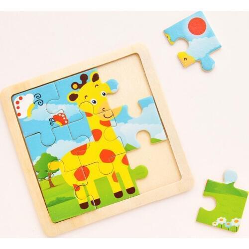 Wooden Cartoon Animal Puzzle Early Learning Baby Kids Educational Toys 17 Styles