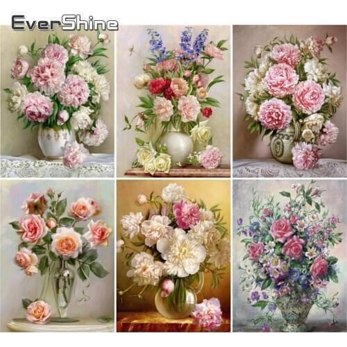 EverShine Diamond Embroidery Chrysanthemum Picture Rhinestone Diamond Painting Full Square Flowers Beaded Mosaic New Arrival