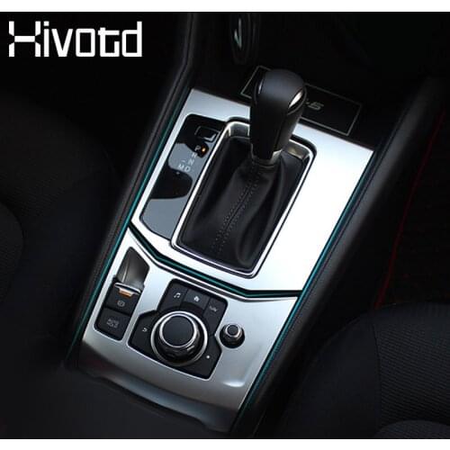 Hivotd For Mazda CX-5 CX5 2020-2017 Accessories Car Central Control AT Gear Panel Trim Cover Stainless Steel Interior Decoration