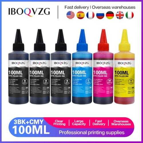 IBOQVZG 100ml Bottle Ink For Canon MG2540 MG2540S MG 2540 2540S PIXMA TS3140 MG3040 IP445 MG2940 MG2942 MG2944 Refill Ink kits