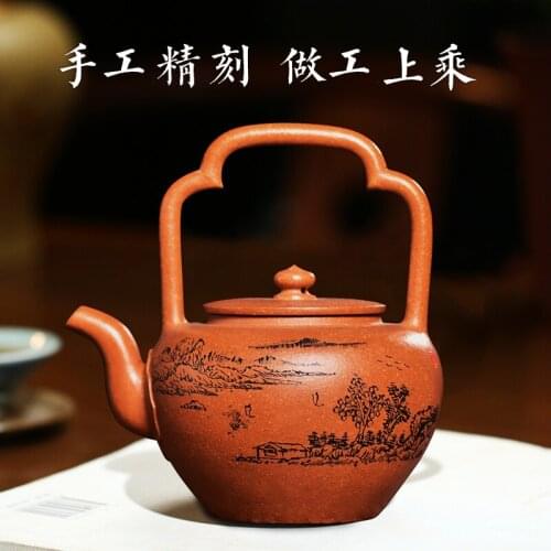 Ceramic tea-pot craftsmen pot of domestic famous mention wall down slope mud lettering landscape collection product