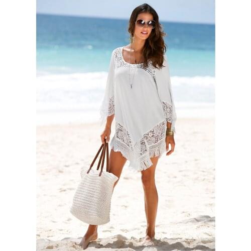 Mid-length short skirt womens quick-drying polyester fabric lace holiday beach skirt bikini blouse