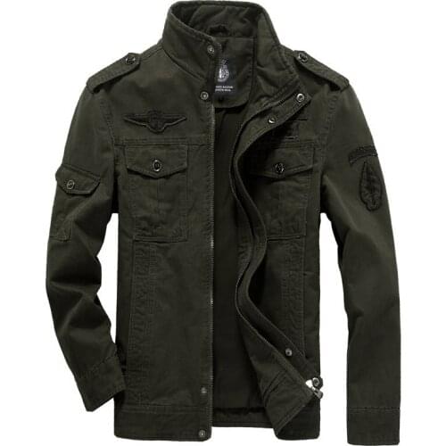 Jacket Mens 2021 Autumn Solid Casual Cotton Zipper Coat Male Fashion Military Outwear Plus Size 6XL Tooling Clothing Chaquetas