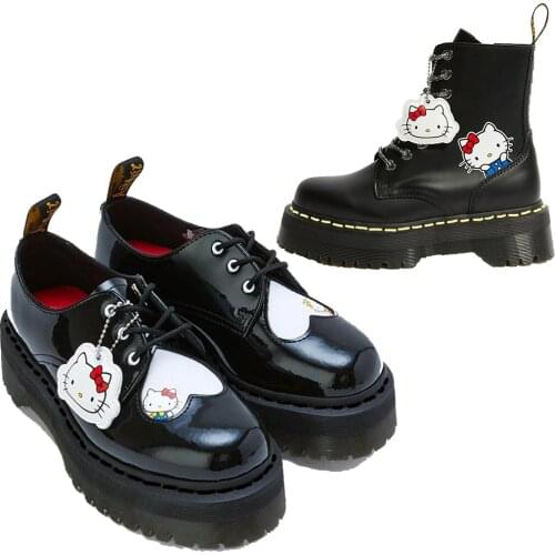 Loafers Women Ankle Boots Slip-On Kitty cat martens Genuine Leather Spring Autumn Cartoon Animation Shoes for Women Footwear