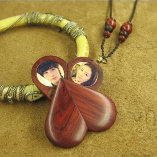 The Illusionist Locket Necklace Pendant Picture Necklace Photo Locket Lovers Heart Locket Birthday Gift Natural Wood
