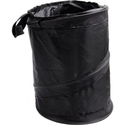 Wastebasket Trash can Litter Container Black Portable Fold Leakproof Universal Travel Car Trash Can Bin