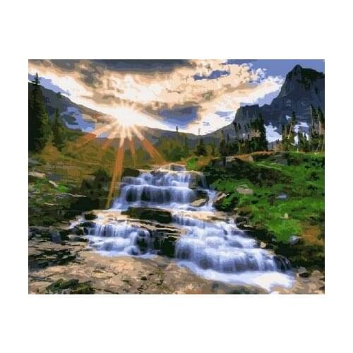 Mountain dawn framed picture painting & calligraphy of loely animals diy painting by numbers coloring by numbers home decor