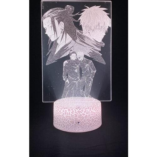Night Light Switch LED 3D Anime Picture Lamp Jujutsu Kaisen Gojo Satoru Nightlight Alarm Clock Base Room Decor Fan Birthday Gift