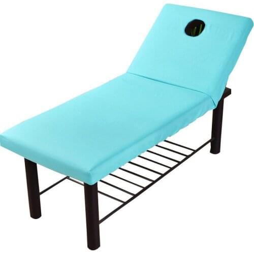 Cosmetic Salon Bed Cover SPA Treatment Massage Beds Cover with Face Breath Hole solid Color Bed Sheet with Elastic Bands 6 Color