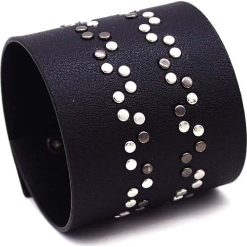 TOTABC Luxury Punk Leather Bracelets Handmade Rivet Bracelets For Women Charging Cable Leather Bracelet Jewelry