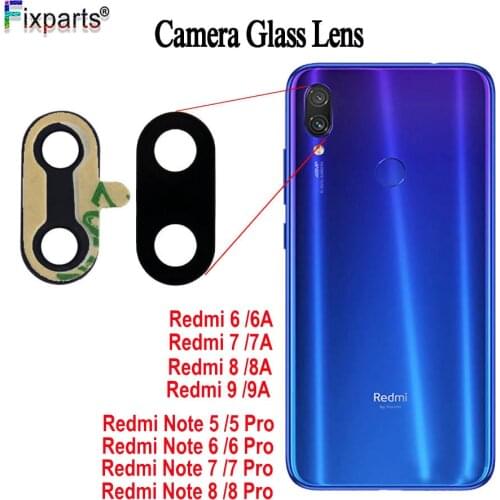 For Xiaomi Redmi 6 6A 7 7A 8 8A 9 9A Camera Glass Rear Back Camera Glass Lens With Glue Redmi Note 6 Pro 7 Pro 8 Pro Camera Len