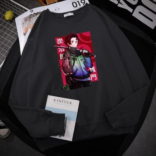 Japan Anime Demon Slayer Prints Man Hoody Vintage Loose Pullover Cartoons O-Neck Hoodies Harajuku High Quality Menswears New