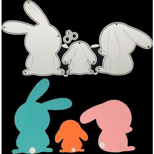 Easter Bunny Cutting Dies Set Bunnies Embossing Stencil Easter 3 Rabbits Family Cut Dies Scrapbooking Photo Stamps Stencil