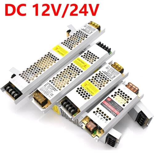 DC12V 24V Ultra Thin Strip LED Power Supply Lighting Transformer 60W 100W 150W 200W 300W 400W LED Driver Power Adapter