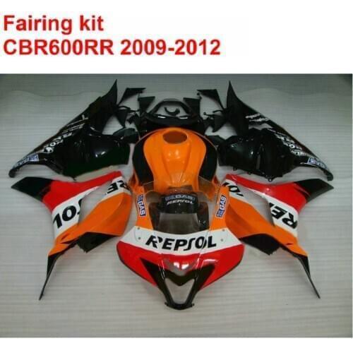 Injection ABS Fairing Kit For HONDA CBR600RR 2009 2010 2011 2012 CBR 600 RR Black Orange REPSOL Fairings 09 10 11 12 SZ10
