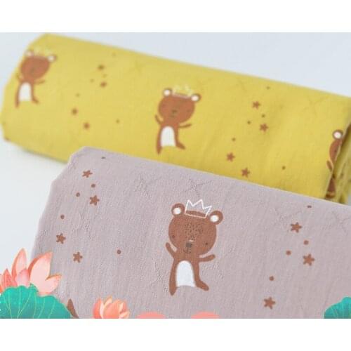 Jacquard Fabric for Baby Shirt Dress Overpull for Home Textile Cartoon Bear Thin Material High Quality Pure Cotton 50x148cm SMTA