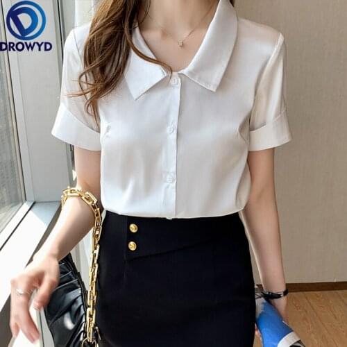 Women Spring Summer Style Chiffon Blouses Shirts Lady Casual Short Lantern Sleeve Peter Pan Collar Chiffon Blusas Tops DROWYD