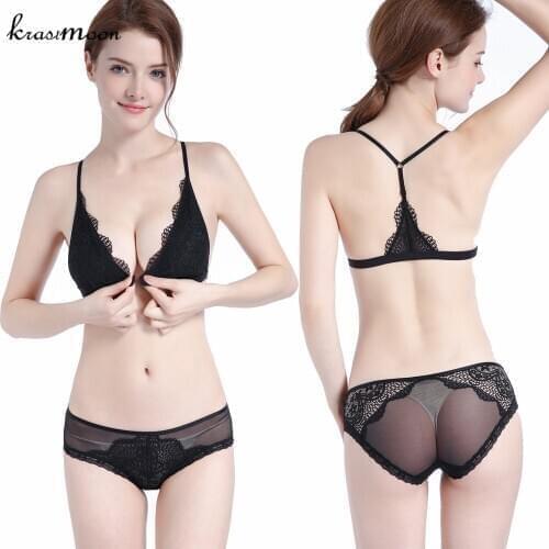 Women sexy bra set underwear lingerie set sexy lace bra ultra-thin temptation front closure Y shape push up bra set B79
