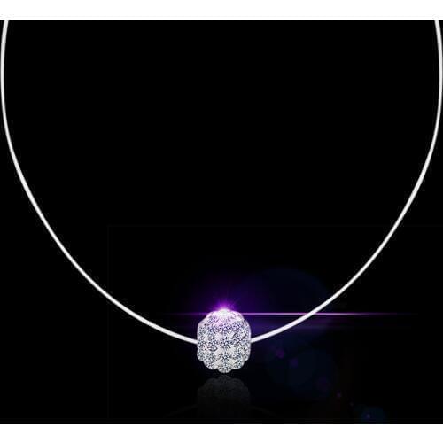 Factory Price Simple Ball Shape Shiny Cubic Zircon 925 Sterling Silver Necklace Women Lady Wedding Party Jewelry