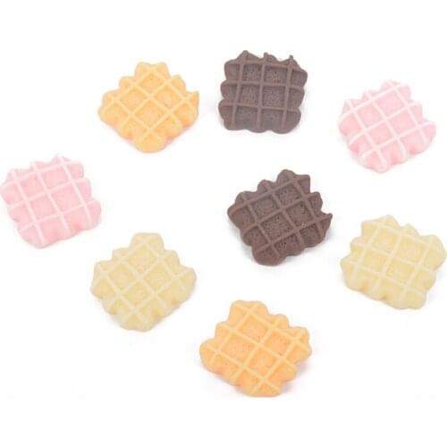 10Pc Resin Kawaii Accessories chocolate Biscuit Flatback Cabochon Embellishment For Scrapbooking Diy Decoration Craft Mixed