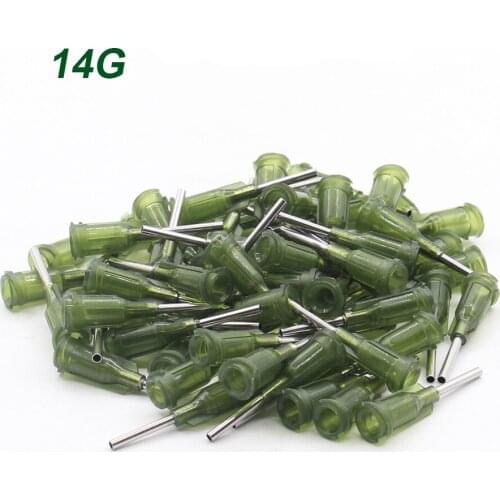 100pcs 14G Precision passivated S.S. Dispense Tip with PP Safetylok hub, 0.5" Tubing Length glue dispenser needles DropShipping